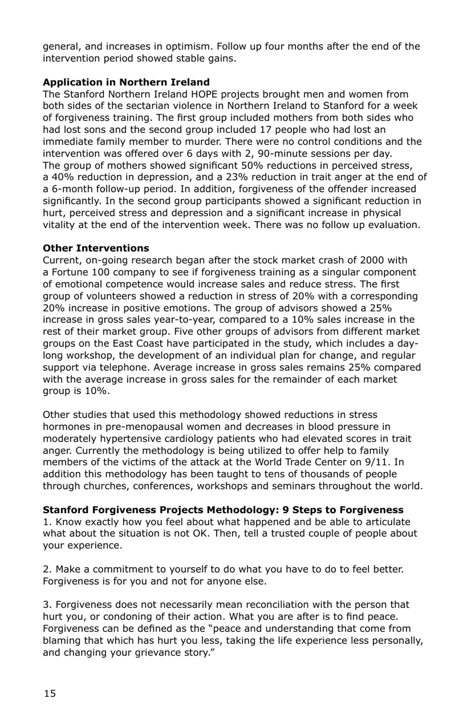 Forgiveness: a Sampling of Research Results - American Psychological Association, Page 16