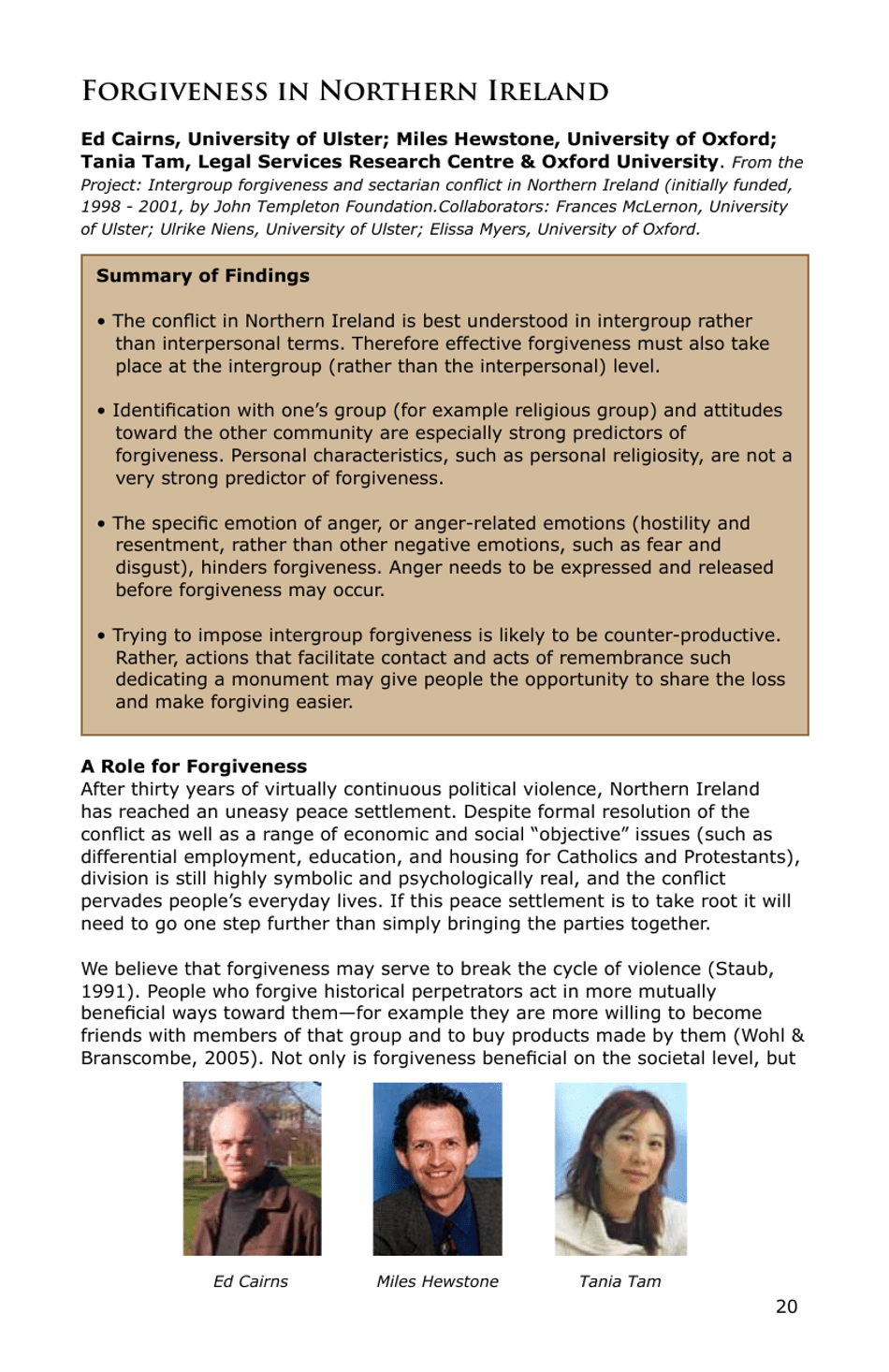 Forgiveness: a Sampling of Research Results - American Psychological Association, Page 21