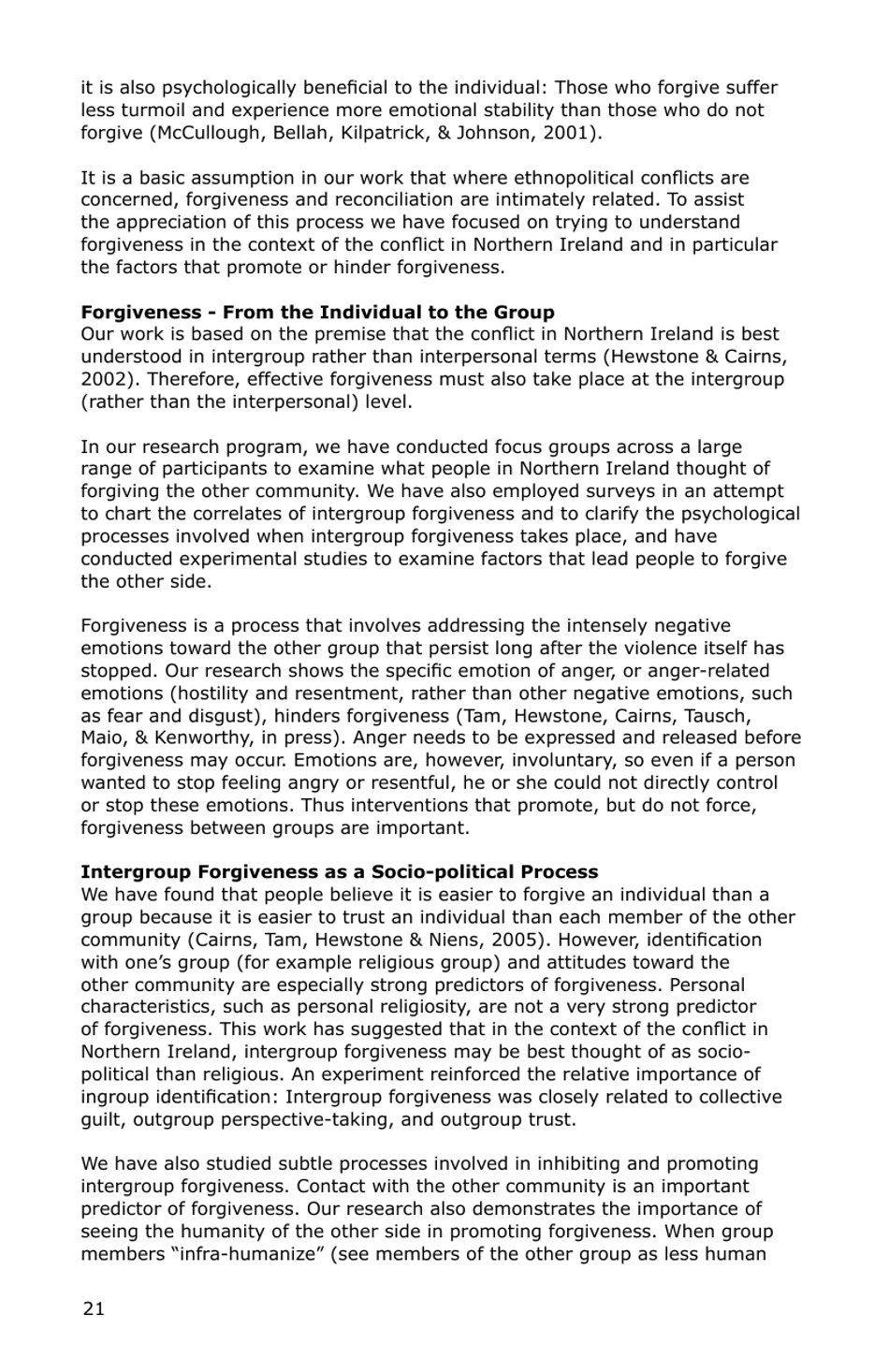 Forgiveness: a Sampling of Research Results - American Psychological Association, Page 22