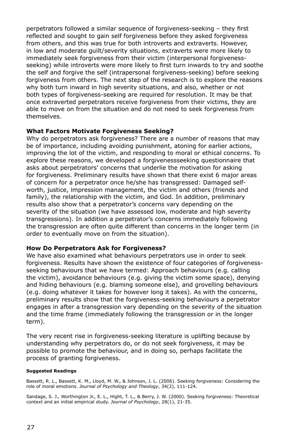 Forgiveness: a Sampling of Research Results - American Psychological Association, Page 28