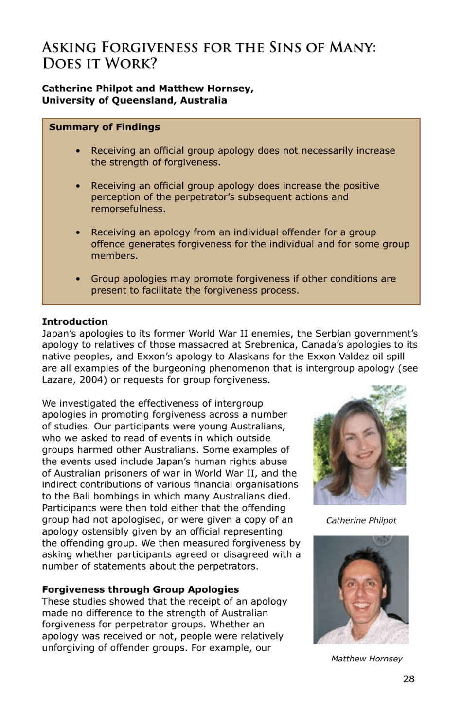 Forgiveness: a Sampling of Research Results - American Psychological Association, Page 29