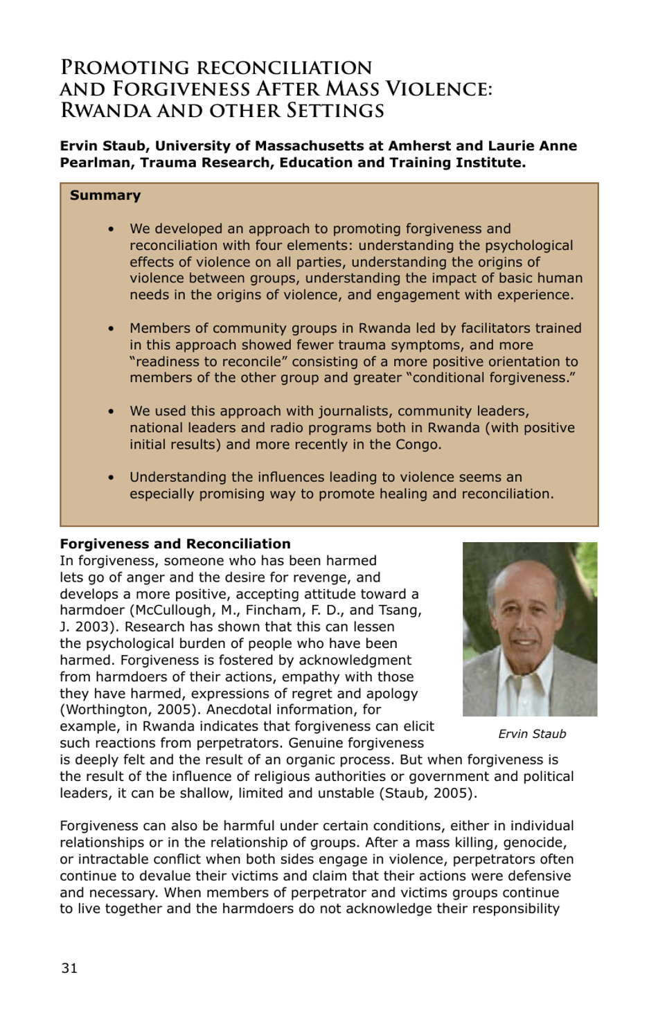 Forgiveness: a Sampling of Research Results - American Psychological Association, Page 32