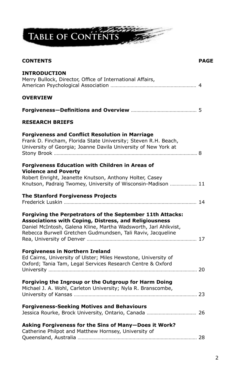 Forgiveness: a Sampling of Research Results - American Psychological Association, Page 3