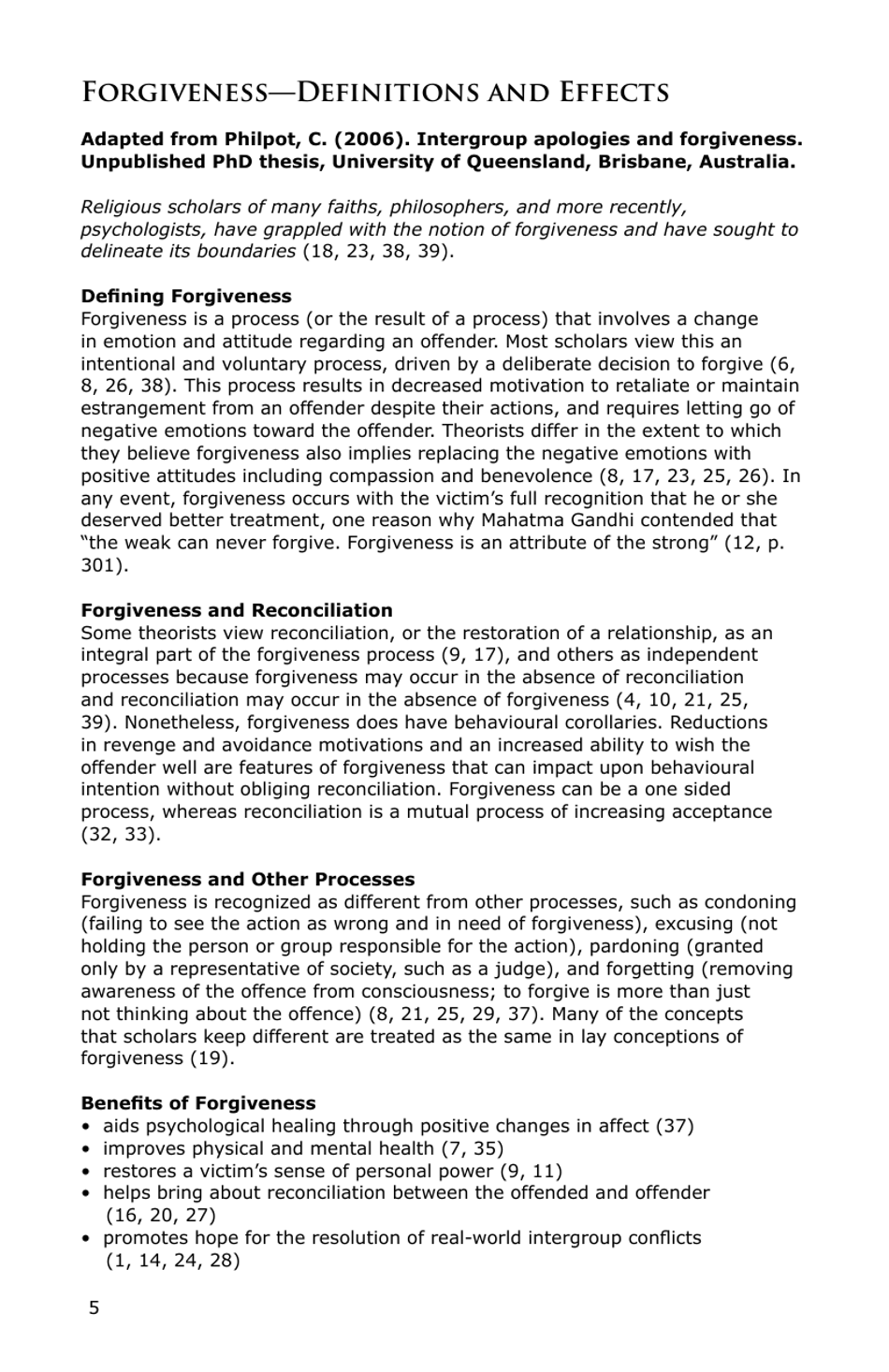 Forgiveness: a Sampling of Research Results - American Psychological Association, Page 6