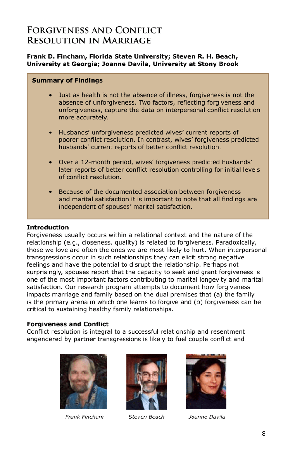 Forgiveness: a Sampling of Research Results - American Psychological Association, Page 9