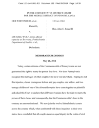 Document 133 - Memorandum Opinion (Case 1:13-cv-01861-jej) - Pennsylvania