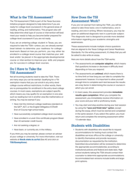 Texas Success Initiative Assessment - Student Informative Brochure - College Board, Page 2