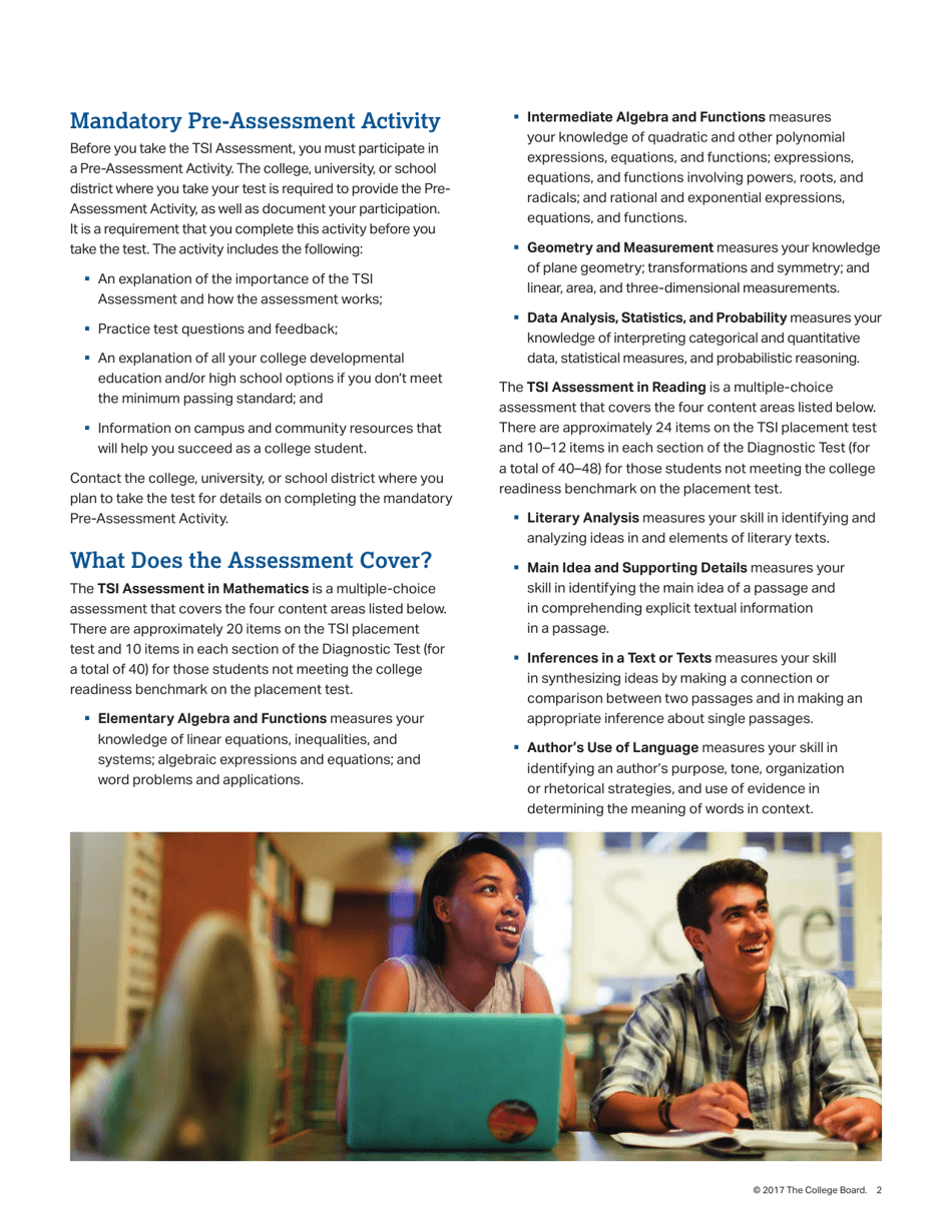Texas Success Initiative Assessment - Student Informative Brochure - College Board, Page 3