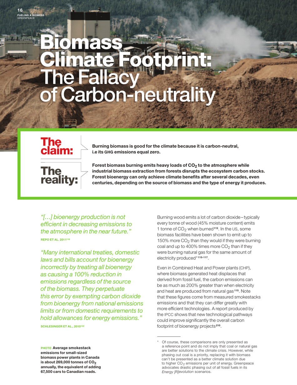 Fuelling a Biomess - Why Burning Trees for Energy Will Harm People, the Climate and Forests - Greenpeace - Canada, Page 16