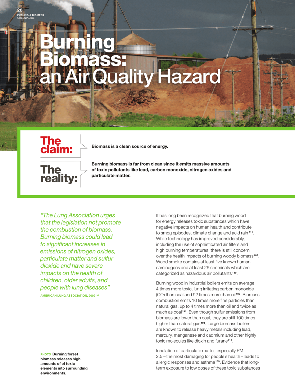 Fuelling a Biomess - Why Burning Trees for Energy Will Harm People, the Climate and Forests - Greenpeace - Canada, Page 28