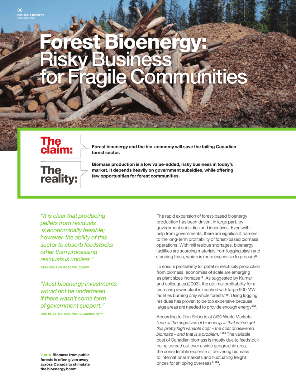 Fuelling a Biomess - Why Burning Trees for Energy Will Harm People, the Climate and Forests - Greenpeace - Canada, Page 30