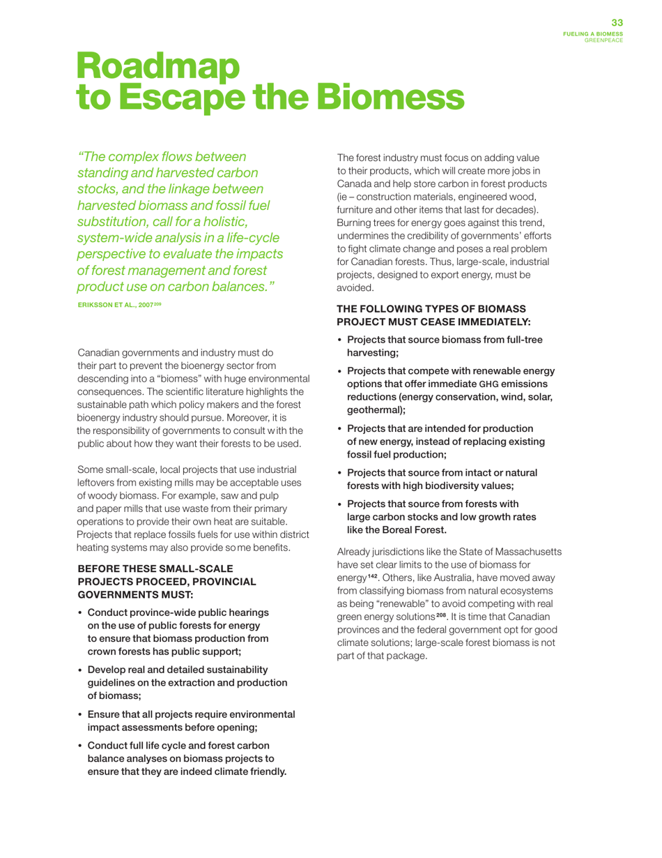 Fuelling a Biomess - Why Burning Trees for Energy Will Harm People, the Climate and Forests - Greenpeace - Canada, Page 33