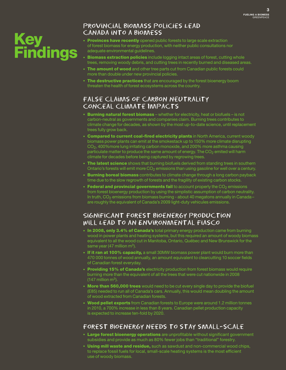 Fuelling a Biomess - Why Burning Trees for Energy Will Harm People, the Climate and Forests - Greenpeace - Canada, Page 3
