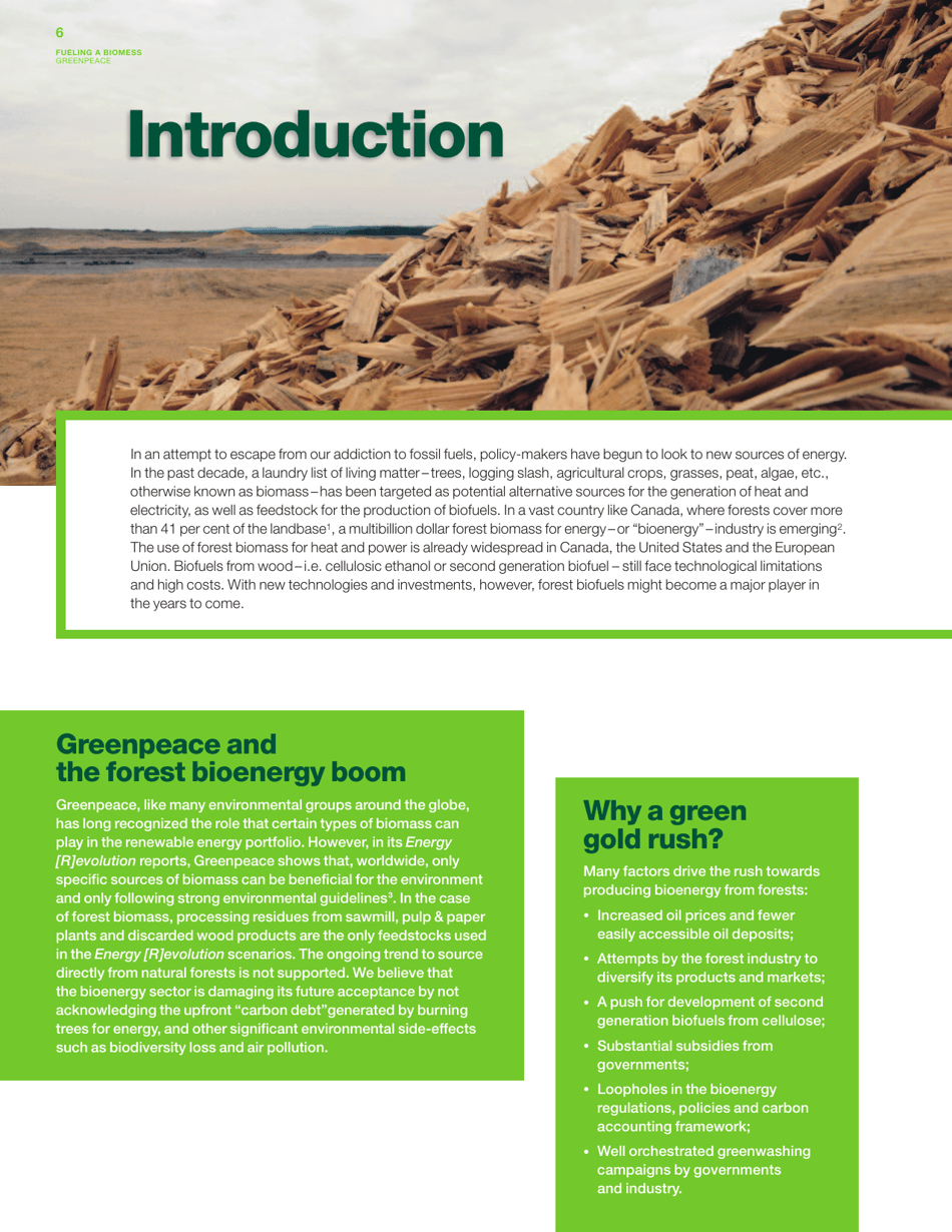 Fuelling a Biomess - Why Burning Trees for Energy Will Harm People, the Climate and Forests - Greenpeace - Canada, Page 6