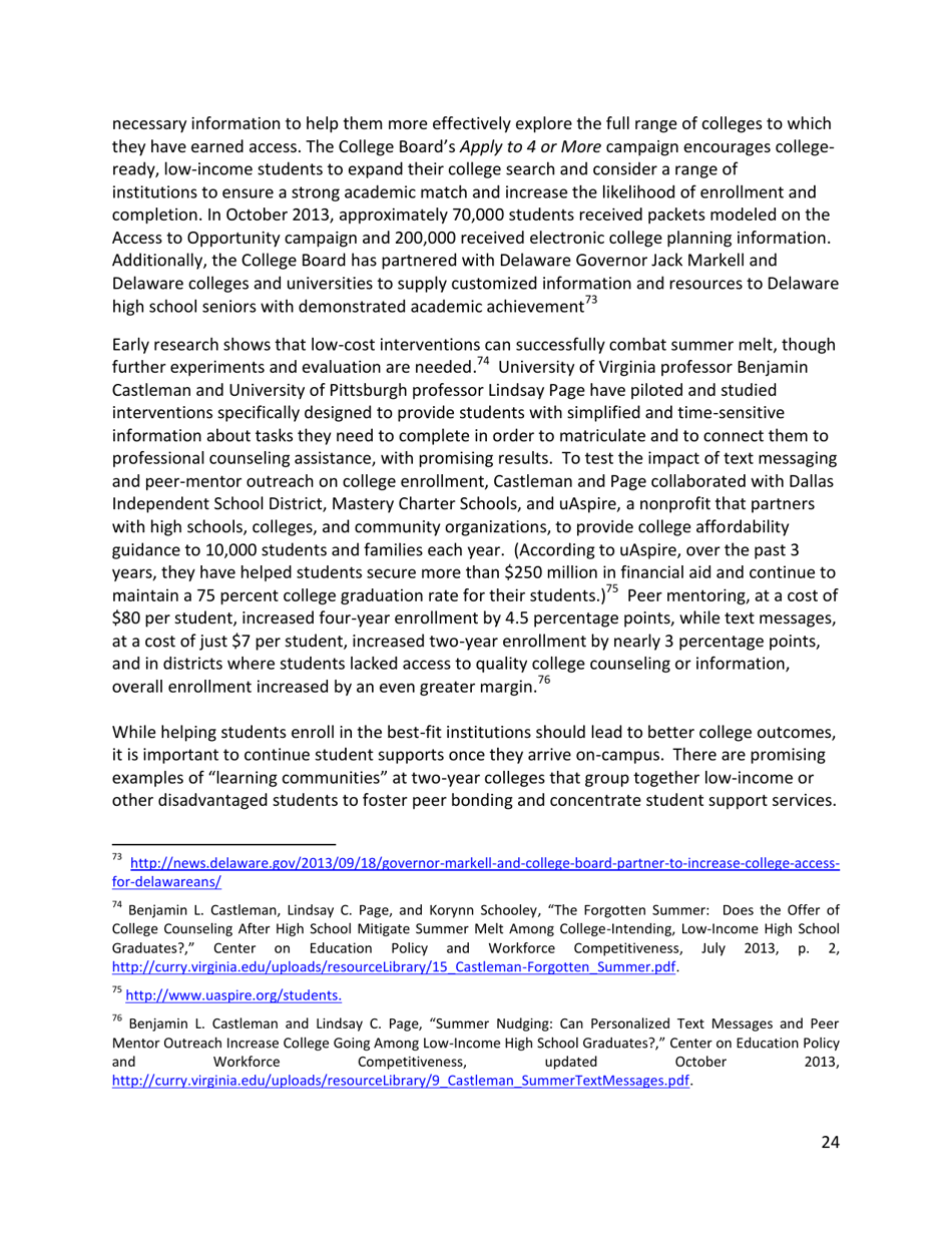 Increasing College Opportunity for Low-Income Students, Page 24