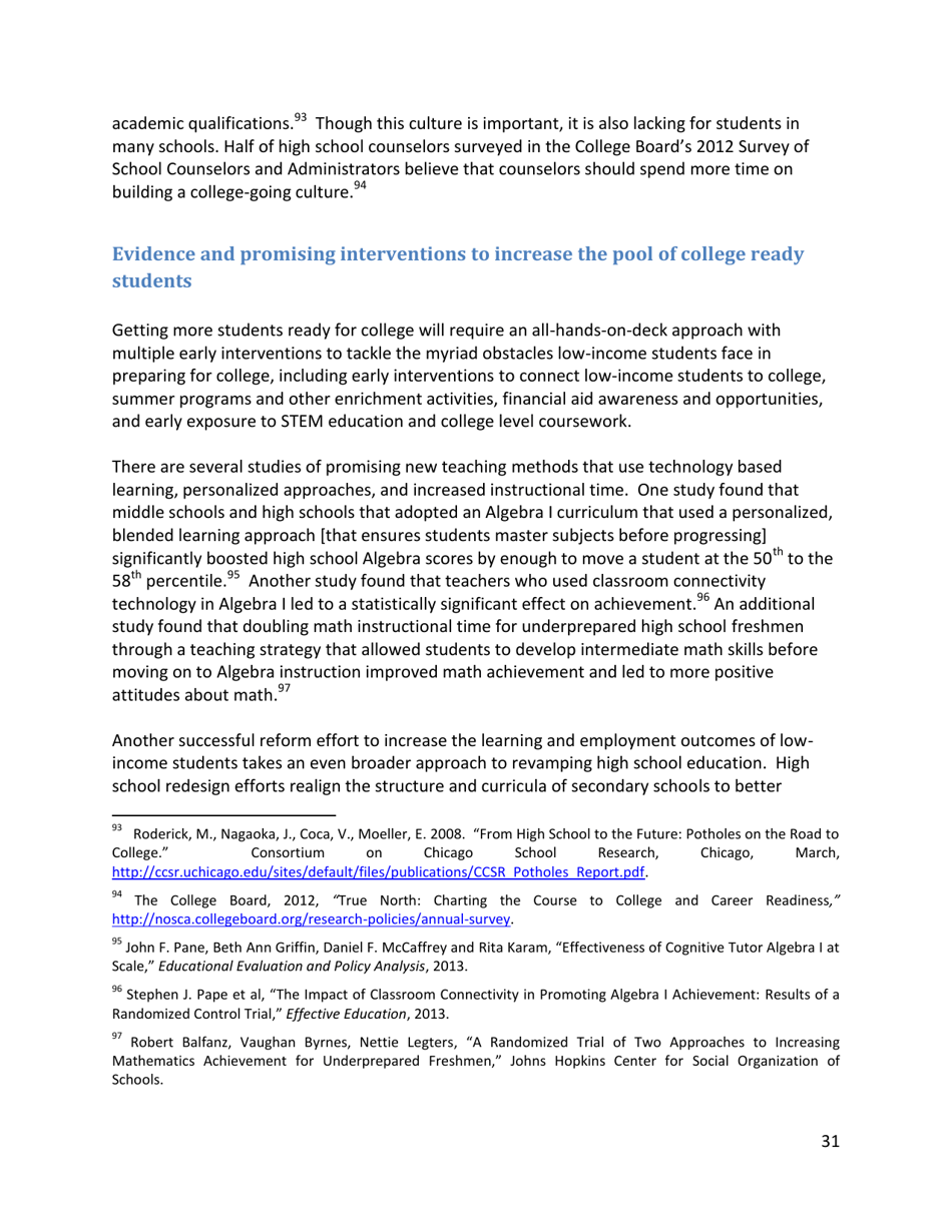 Increasing College Opportunity for Low-Income Students, Page 31