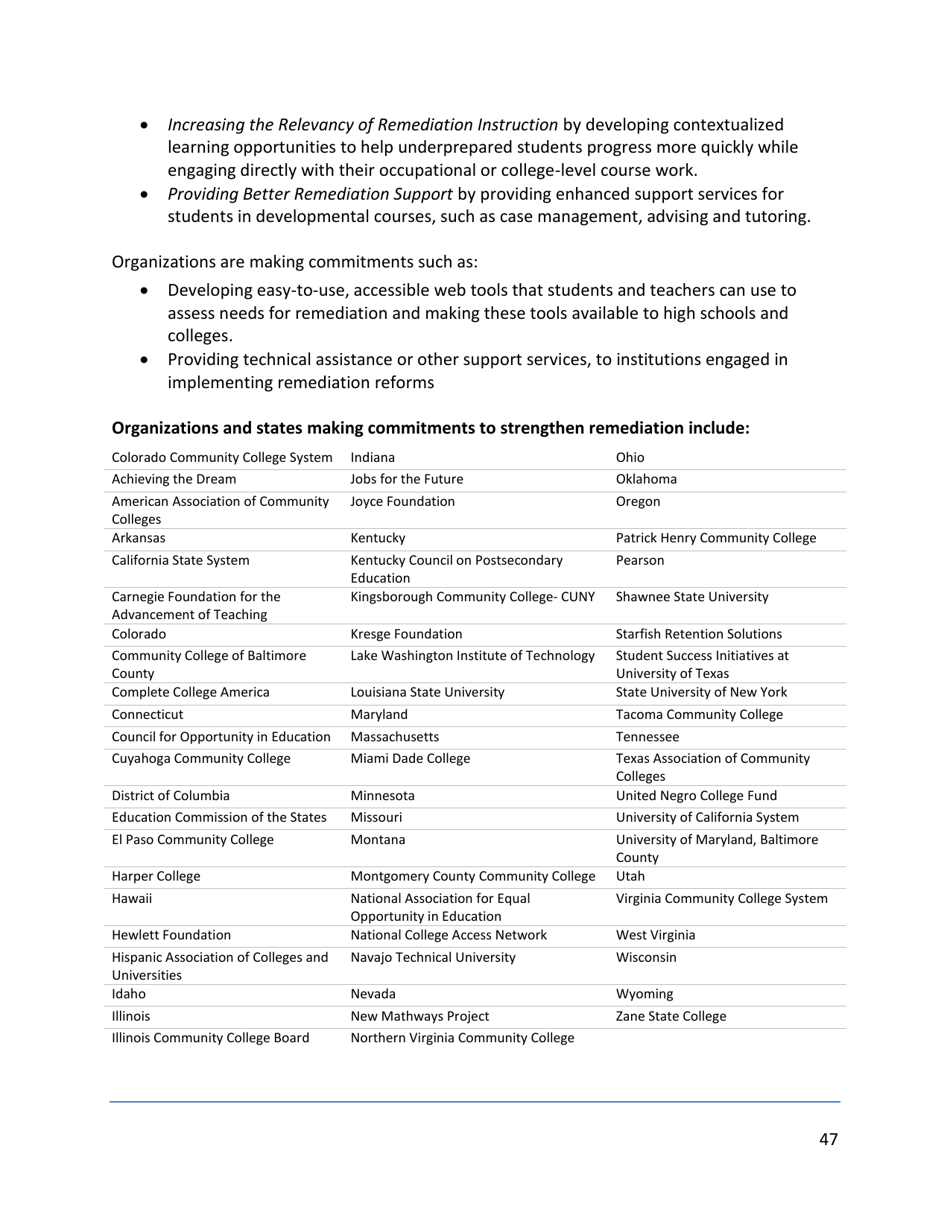 Increasing College Opportunity for Low-Income Students, Page 47