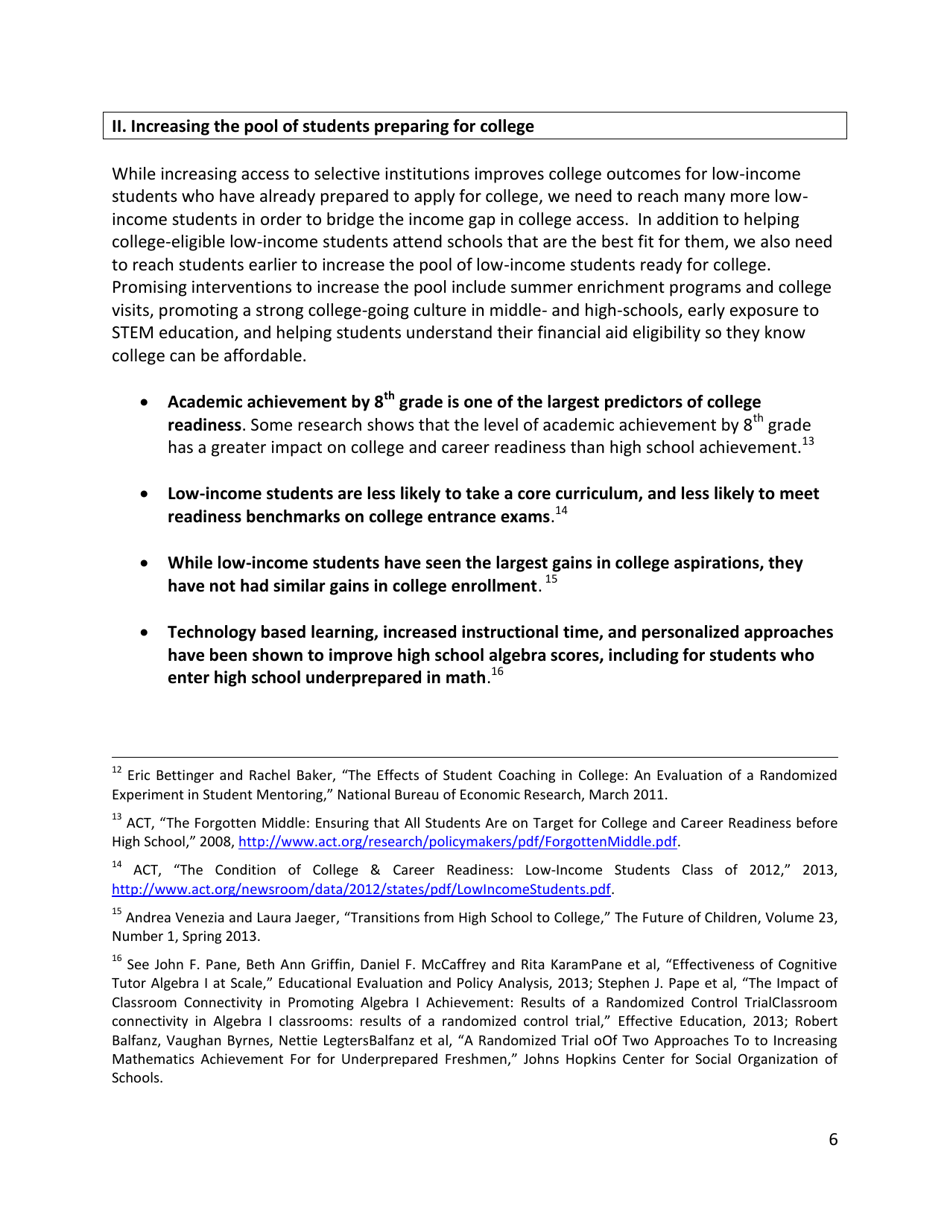 Increasing College Opportunity for Low-Income Students, Page 6