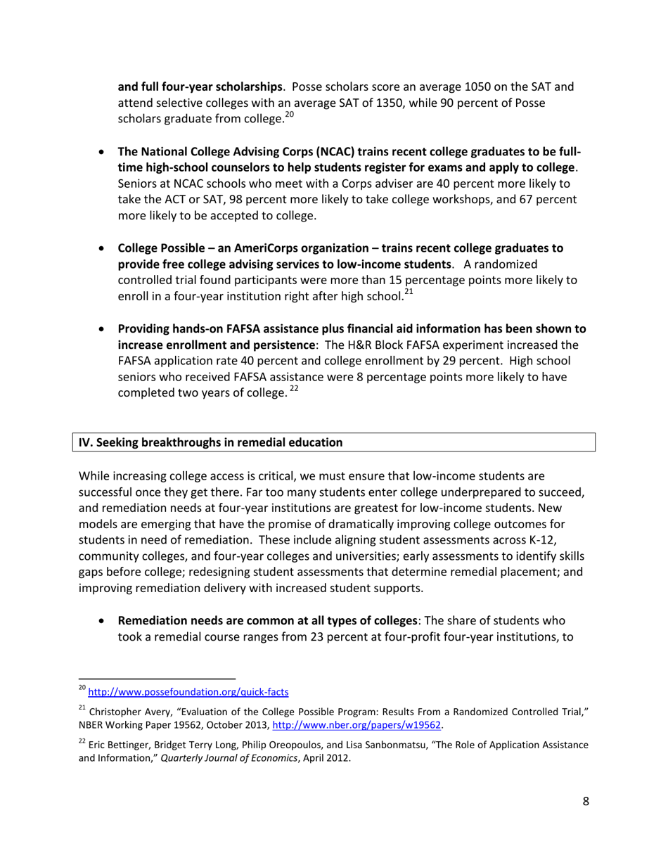 Increasing College Opportunity for Low-Income Students, Page 8