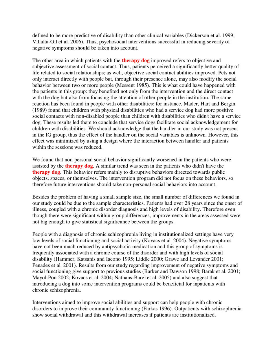 Dog-Assisted Therapy in the Treatment of Chronic Schizophrenia Inpatients - Victoria Villalta-Gil, Mercedes Roca, Nieves Gonzalez, Eva Domenec, Cuca, Ana Escanilla, M. Rosa Asensio, M. Elisa Esteban, Susana Ochoa, Josep Maria Haro. Anthrozoos, Page 6