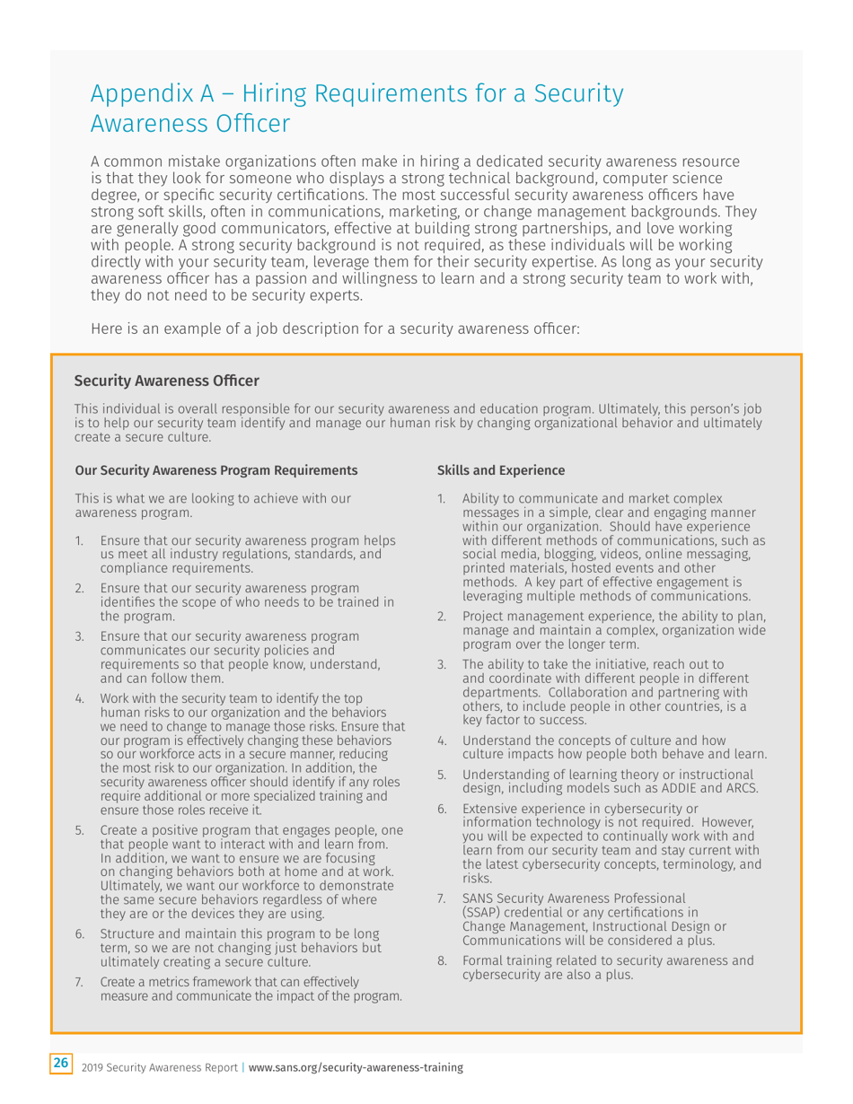 Security Awareness Report: the Rising Era of Awareness Training - Sans, Page 26