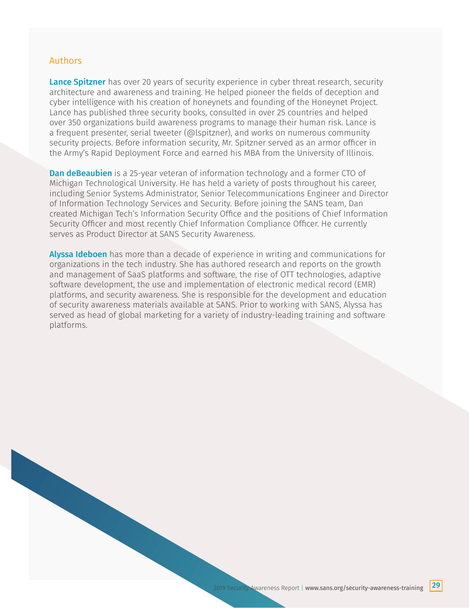 Security Awareness Report: the Rising Era of Awareness Training - Sans, Page 29