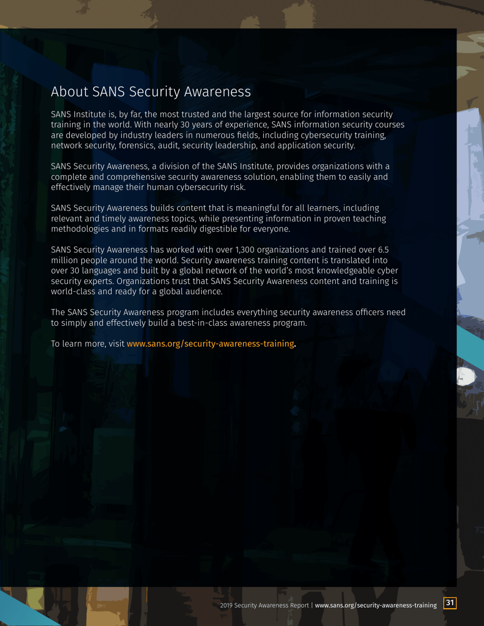 Security Awareness Report: the Rising Era of Awareness Training - Sans, Page 31
