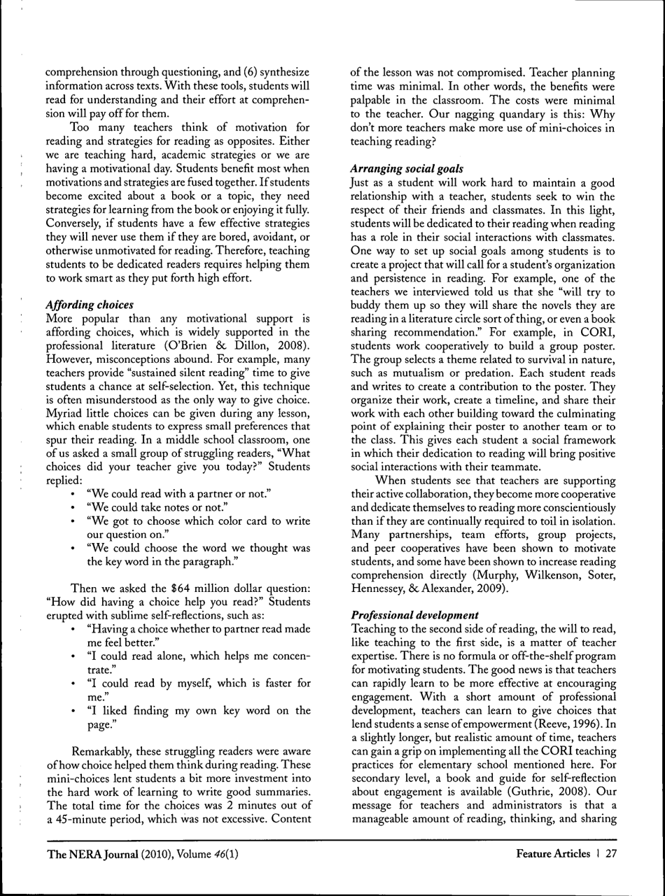Motivating and Engaging Students in Reading - Jenna Cambria, John T. Guthrie - the Nera Journal - Maryland, Page 12