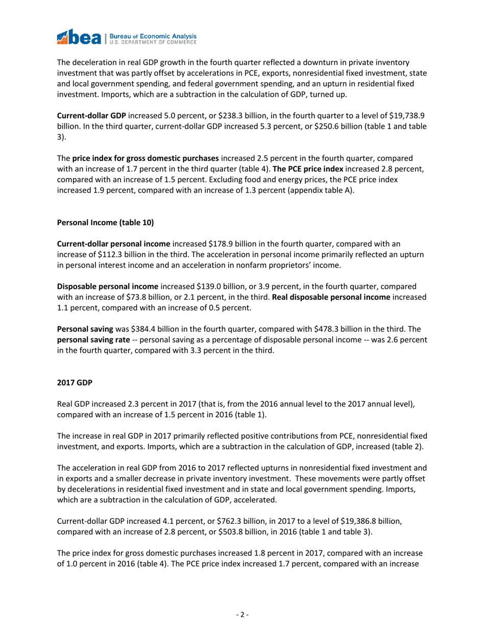 Form BEA18-04 Gross Domestic Product: Fourth Quarter 2017 (Advance Estimate) News Release, Page 2