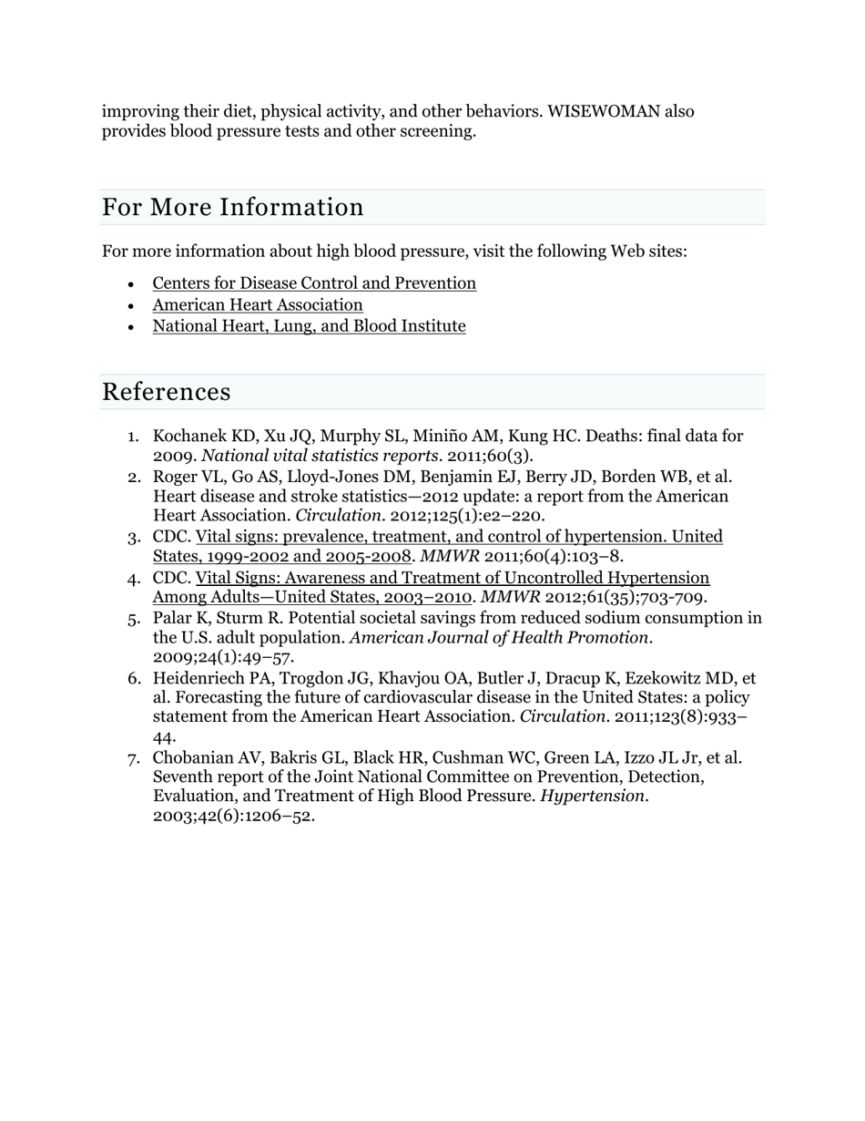 High Blood Pressure Fact Sheet, Page 3