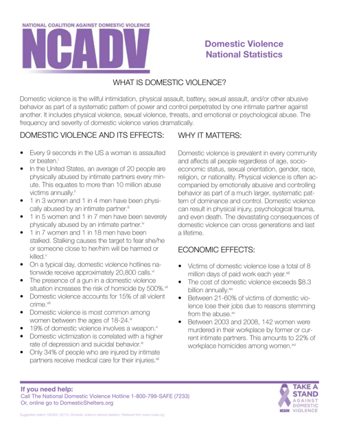 Domestic Violence National Statistics - National Coalition Against Domestic Violence