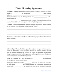 Document preview: Photo Licensing Agreement Template