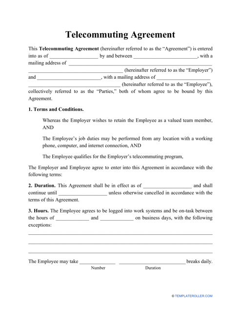 Telecommuting Agreement Template