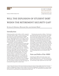 Will the Explosion of Student Debt Widen the Retirement Security Gap? - Alicia H. Munnell, Wenliang Hou, and Anthony Webb - Center for Retirement Research