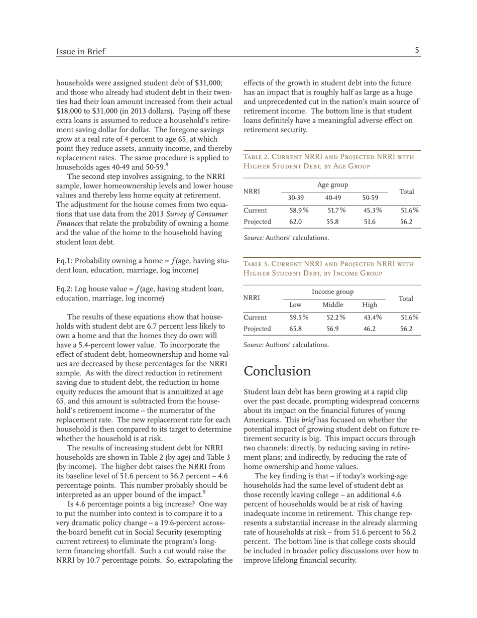 Will the Explosion of Student Debt Widen the Retirement Security Gap? - Alicia H. Munnell, Wenliang Hou, and Anthony Webb - Center for Retirement Research, Page 5