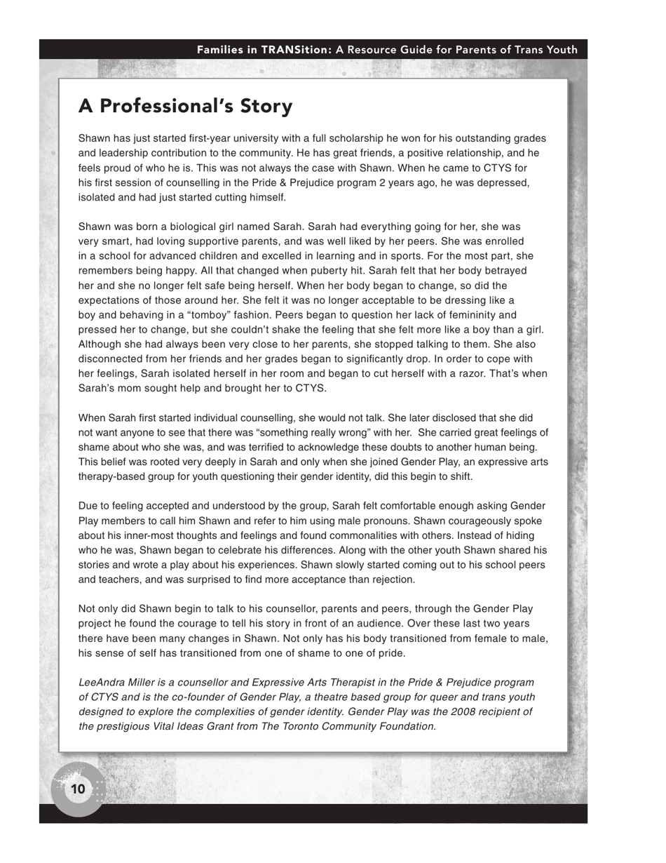 Families in Transition: a Resource Guide for Parents of Trans Youth - Central Toronto Youth Services, Page 12