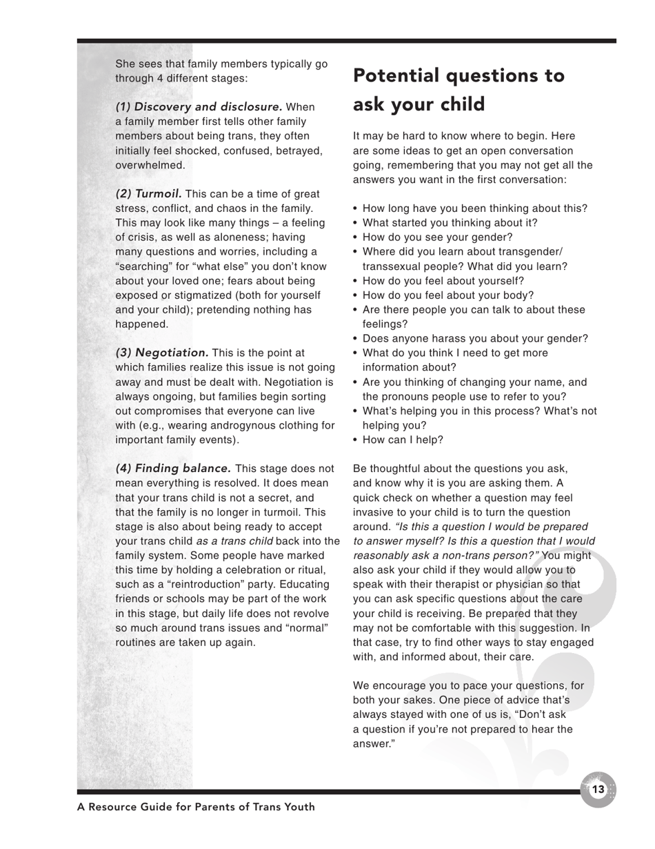 Families in Transition: a Resource Guide for Parents of Trans Youth - Central Toronto Youth Services, Page 15