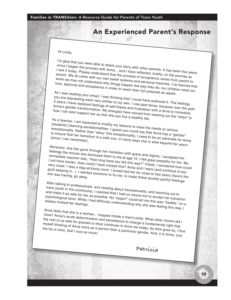 Families in Transition: a Resource Guide for Parents of Trans Youth - Central Toronto Youth Services, Page 21