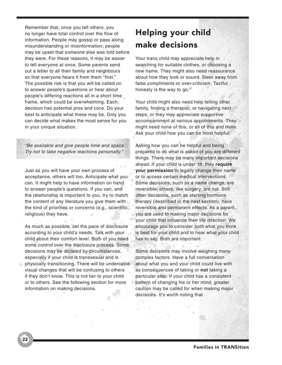 Families in Transition: a Resource Guide for Parents of Trans Youth - Central Toronto Youth Services, Page 24