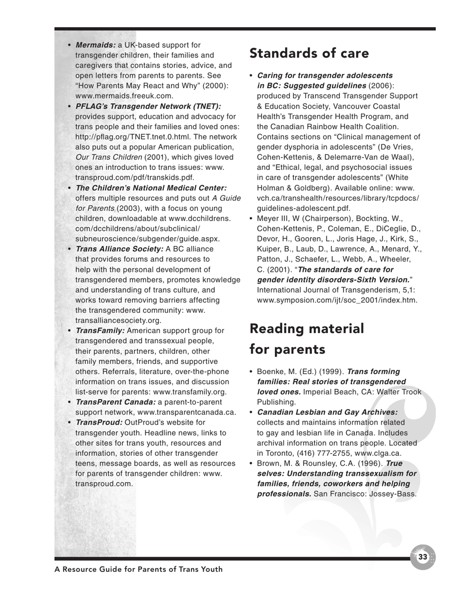 Families in Transition: a Resource Guide for Parents of Trans Youth - Central Toronto Youth Services, Page 35
