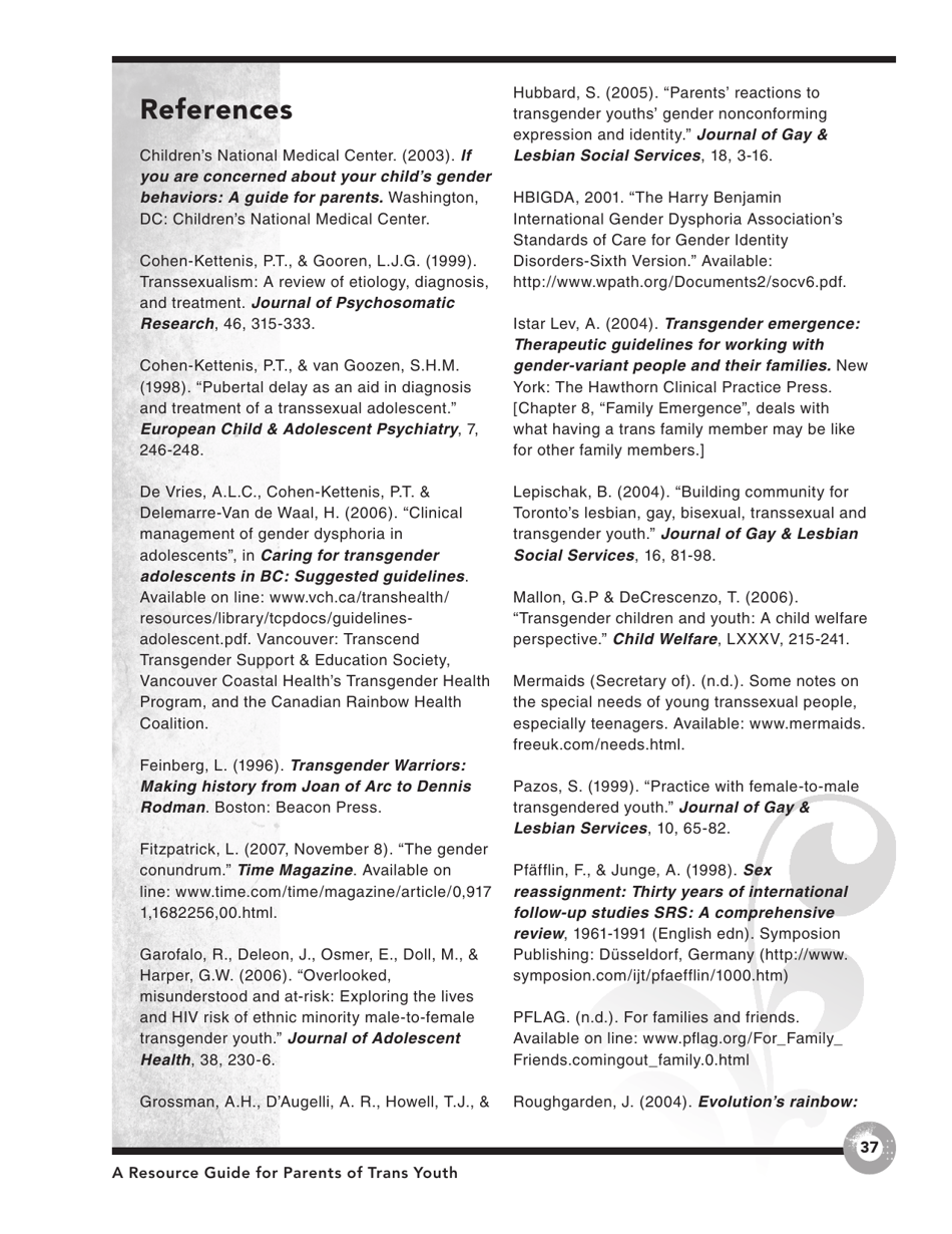 Families in Transition: a Resource Guide for Parents of Trans Youth - Central Toronto Youth Services, Page 39