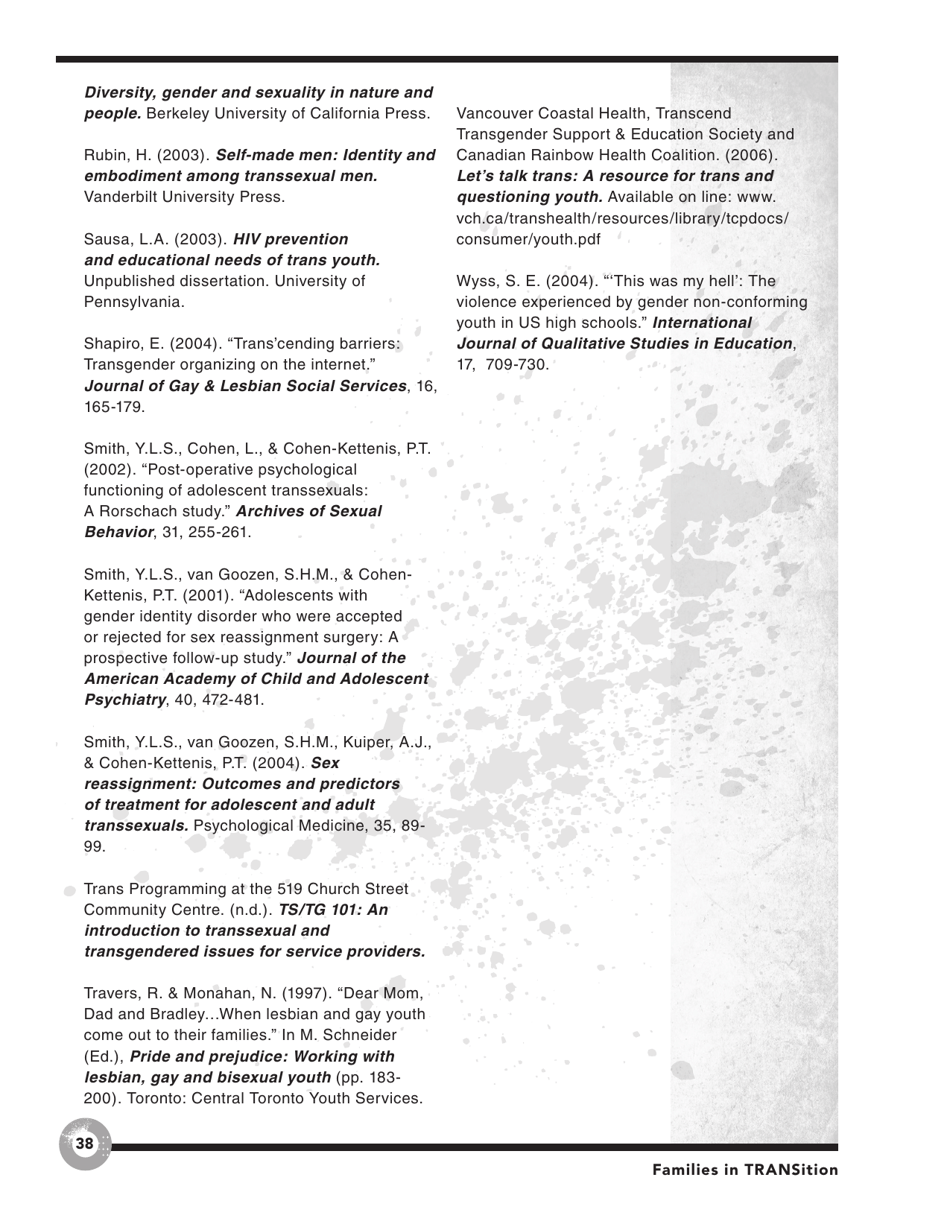 Families in Transition: a Resource Guide for Parents of Trans Youth - Central Toronto Youth Services, Page 40