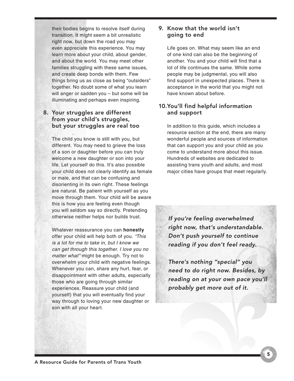 Families in Transition: a Resource Guide for Parents of Trans Youth - Central Toronto Youth Services, Page 7