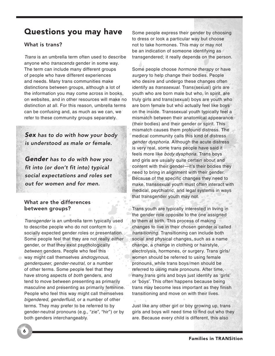 Families in Transition: a Resource Guide for Parents of Trans Youth - Central Toronto Youth Services, Page 8