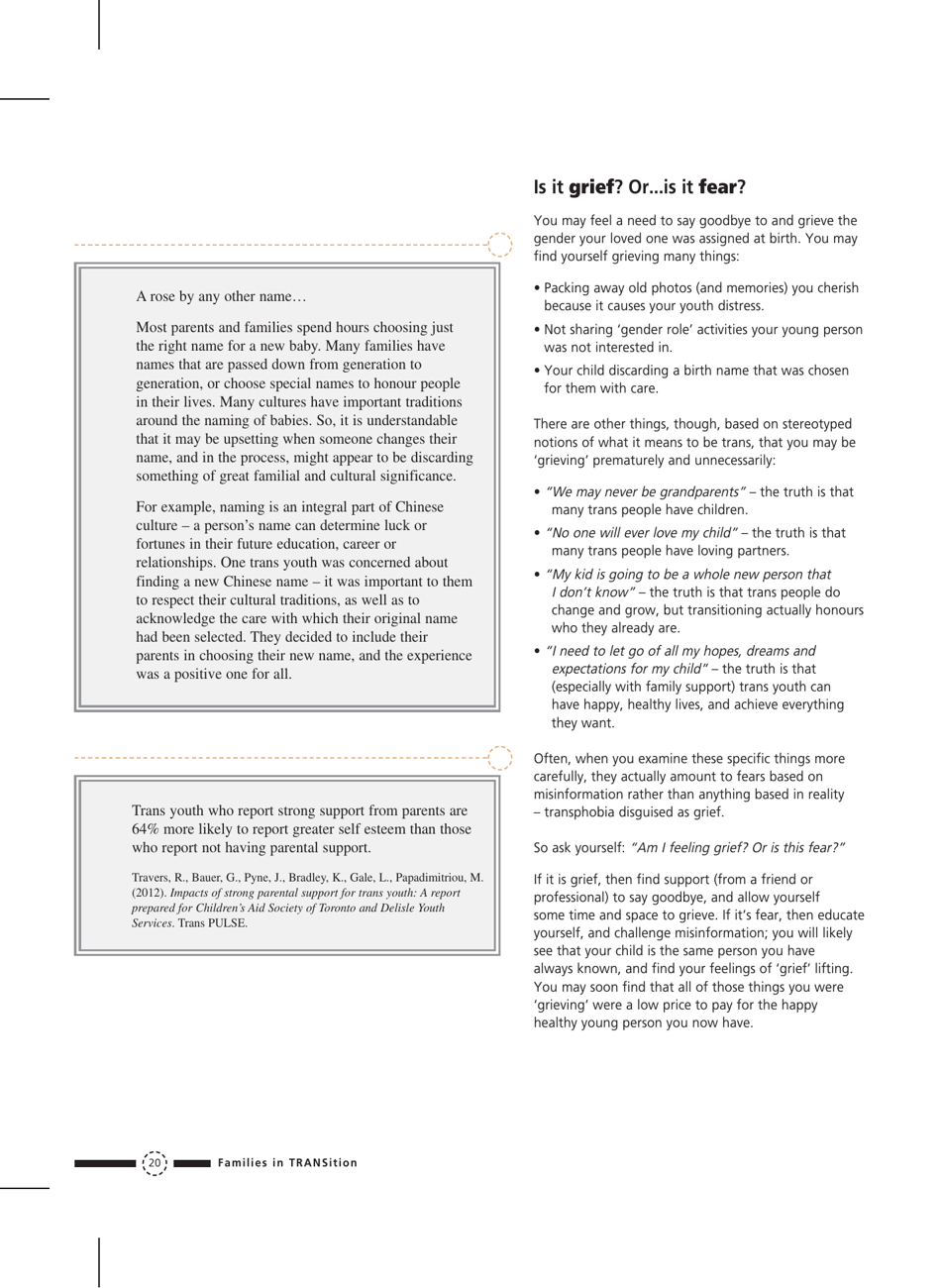 Families in Transition: a Resource Guide for Parents of Trans Youth - Central Toronto Youth Services, Page 22