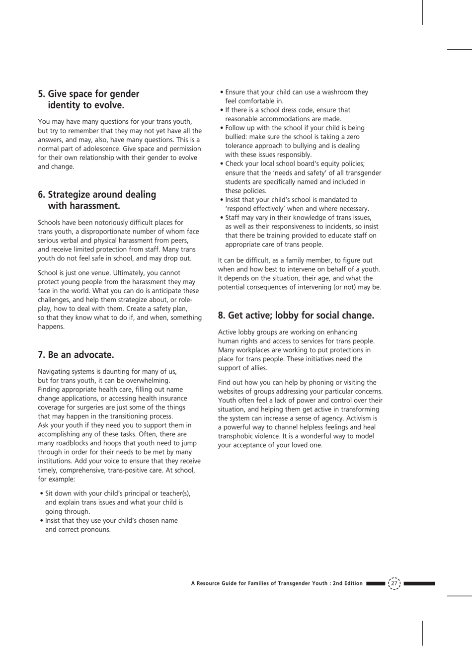 Families in Transition: a Resource Guide for Parents of Trans Youth - Central Toronto Youth Services, Page 29