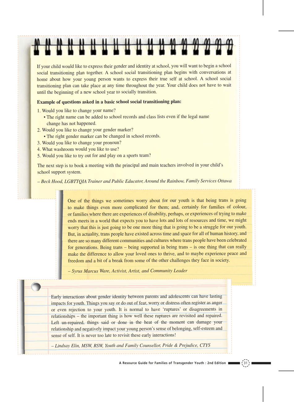 Families in Transition: a Resource Guide for Parents of Trans Youth - Central Toronto Youth Services, Page 33