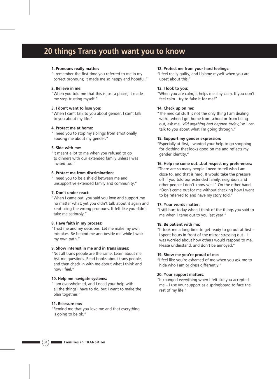 Families in Transition: a Resource Guide for Parents of Trans Youth - Central Toronto Youth Services, Page 36