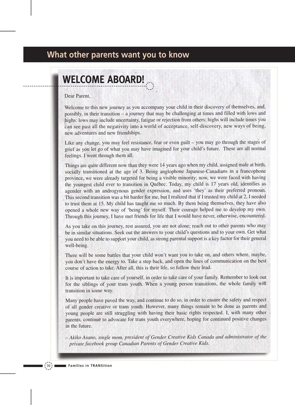 Families in Transition: a Resource Guide for Parents of Trans Youth - Central Toronto Youth Services, Page 38