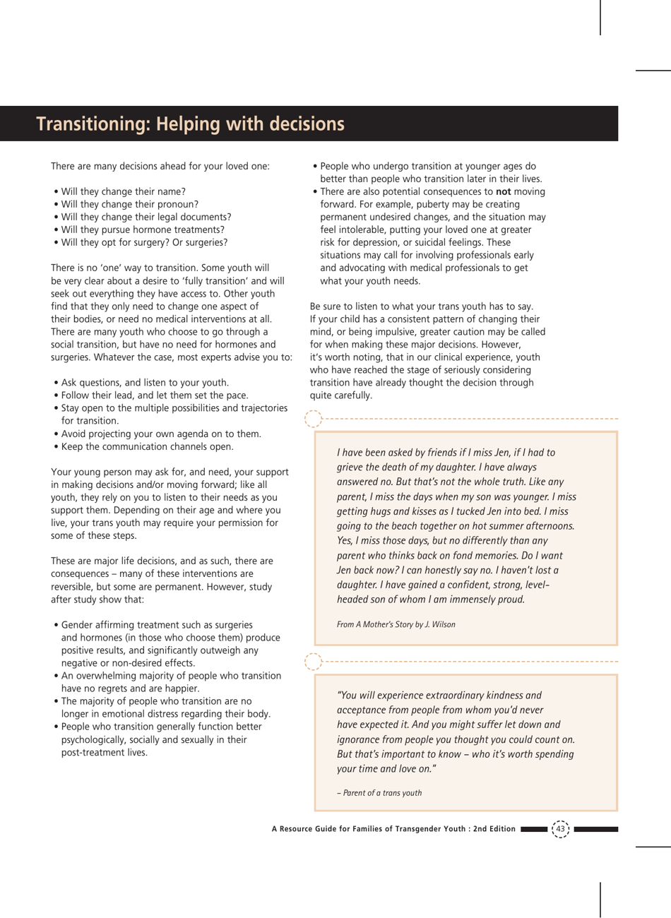 Families in Transition: a Resource Guide for Parents of Trans Youth - Central Toronto Youth Services, Page 45
